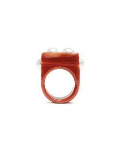 La DoubleJ Bijoux|Accessories<Nefertiti RingSolid Pink in Acrylic Resin