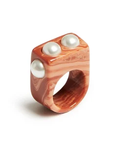 La DoubleJ Bijoux|Accessories<Nefertiti RingSolid Pink in Acrylic Resin