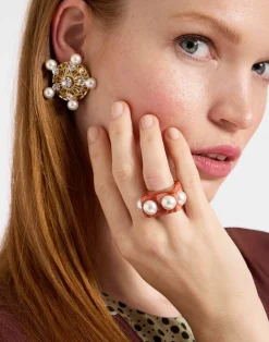 La DoubleJ Bijoux|Accessories<Nefertiti RingSolid Pink in Acrylic Resin