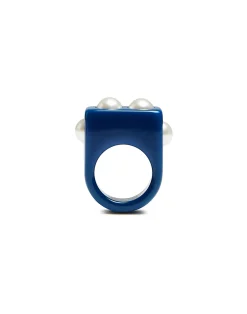 La DoubleJ Bijoux|Accessories<Nefertiti RingSolid Royal Blue in Acrylic Resin