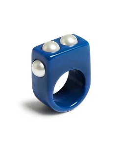 La DoubleJ Bijoux|Accessories<Nefertiti RingSolid Royal Blue in Acrylic Resin