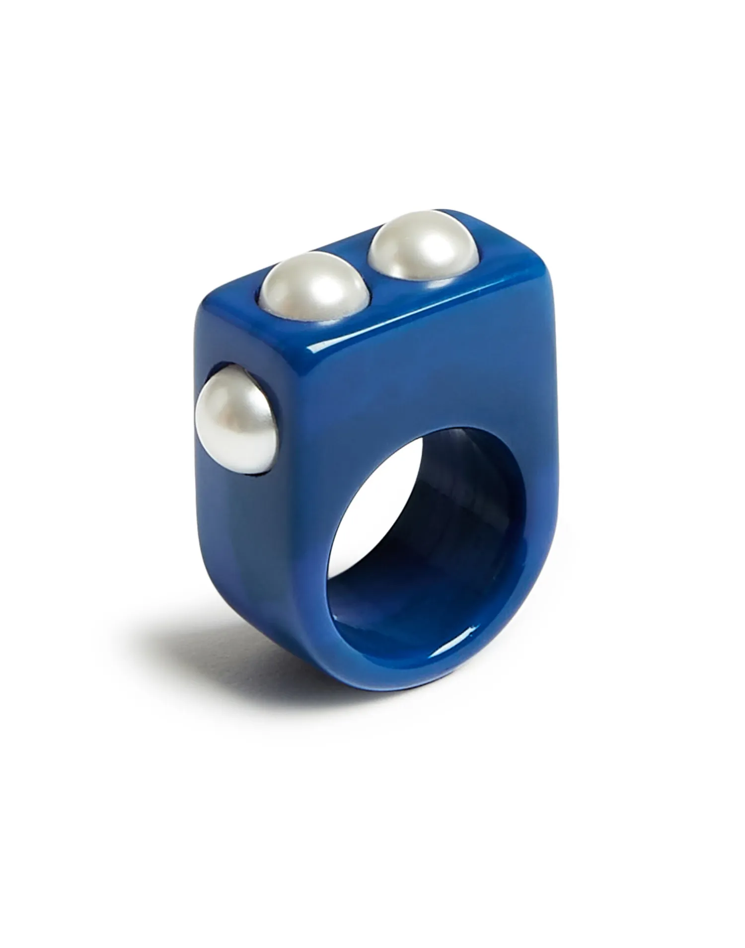 La DoubleJ Bijoux|Accessories<Nefertiti RingSolid Royal Blue in Acrylic Resin