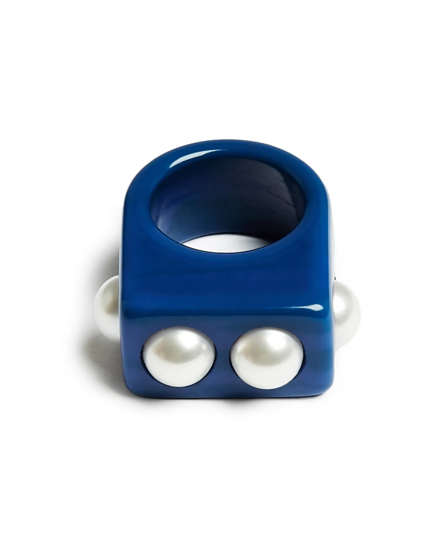 La DoubleJ Bijoux|Accessories<Nefertiti RingSolid Royal Blue in Acrylic Resin