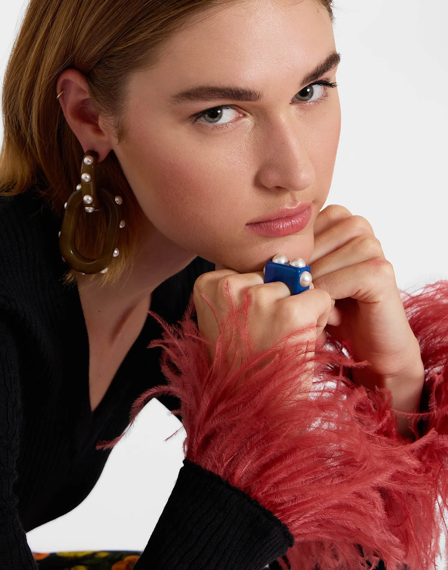 La DoubleJ Bijoux|Accessories<Nefertiti RingSolid Royal Blue in Acrylic Resin