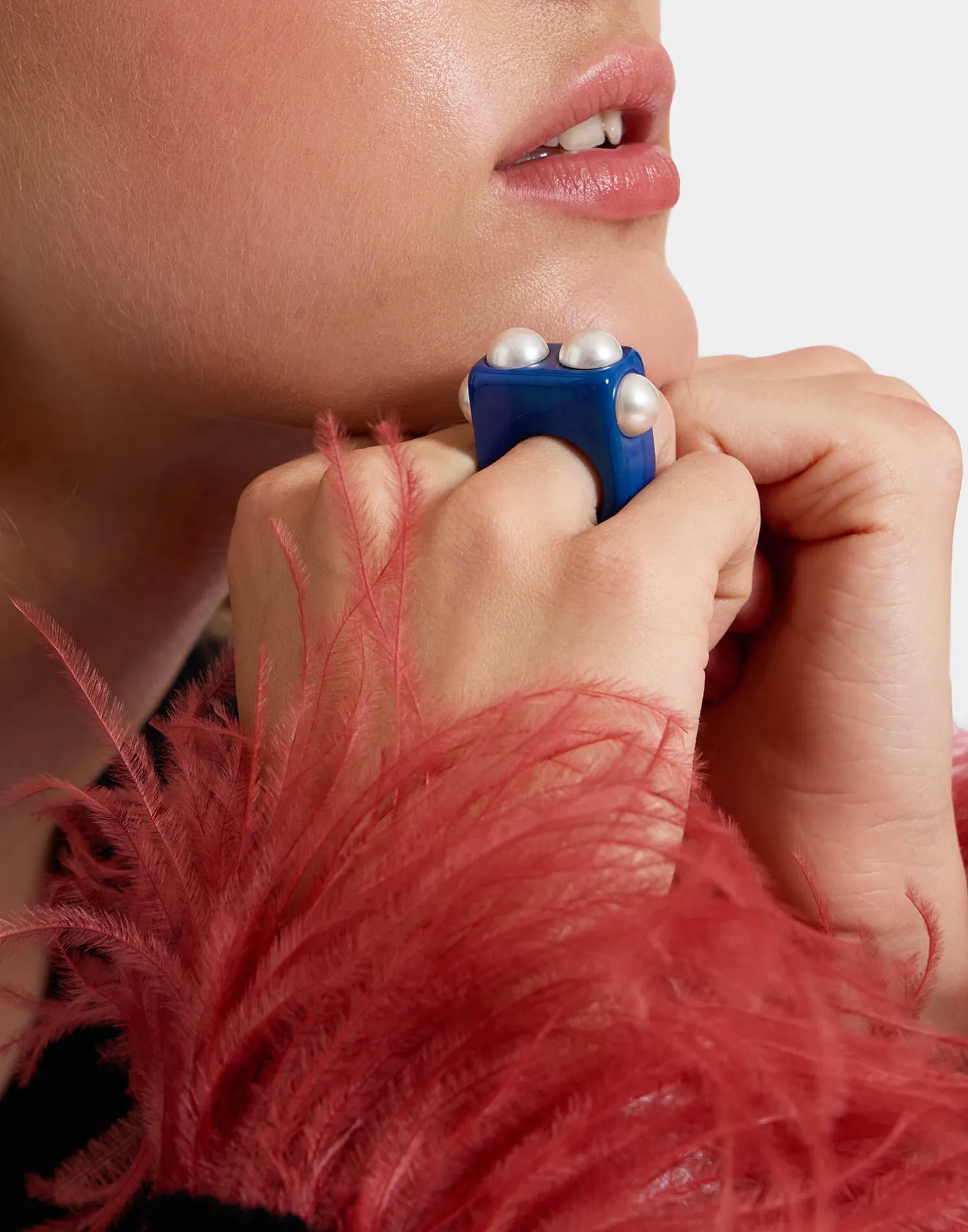 La DoubleJ Bijoux|Accessories<Nefertiti RingSolid Royal Blue in Acrylic Resin