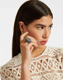 La DoubleJ Bijoux|Accessories<Nefertiti RingSolid Teal in Acrylic Resin