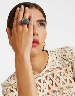 La DoubleJ Bijoux|Accessories<Nefertiti RingSolid Teal in Acrylic Resin