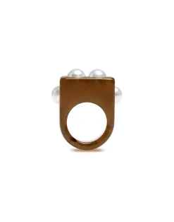 La DoubleJ Bijoux|Accessories<Nefertiti RingSolid Tortoiseshell in Acrylic Resin