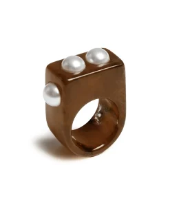 La DoubleJ Bijoux|Accessories<Nefertiti RingSolid Tortoiseshell in Acrylic Resin