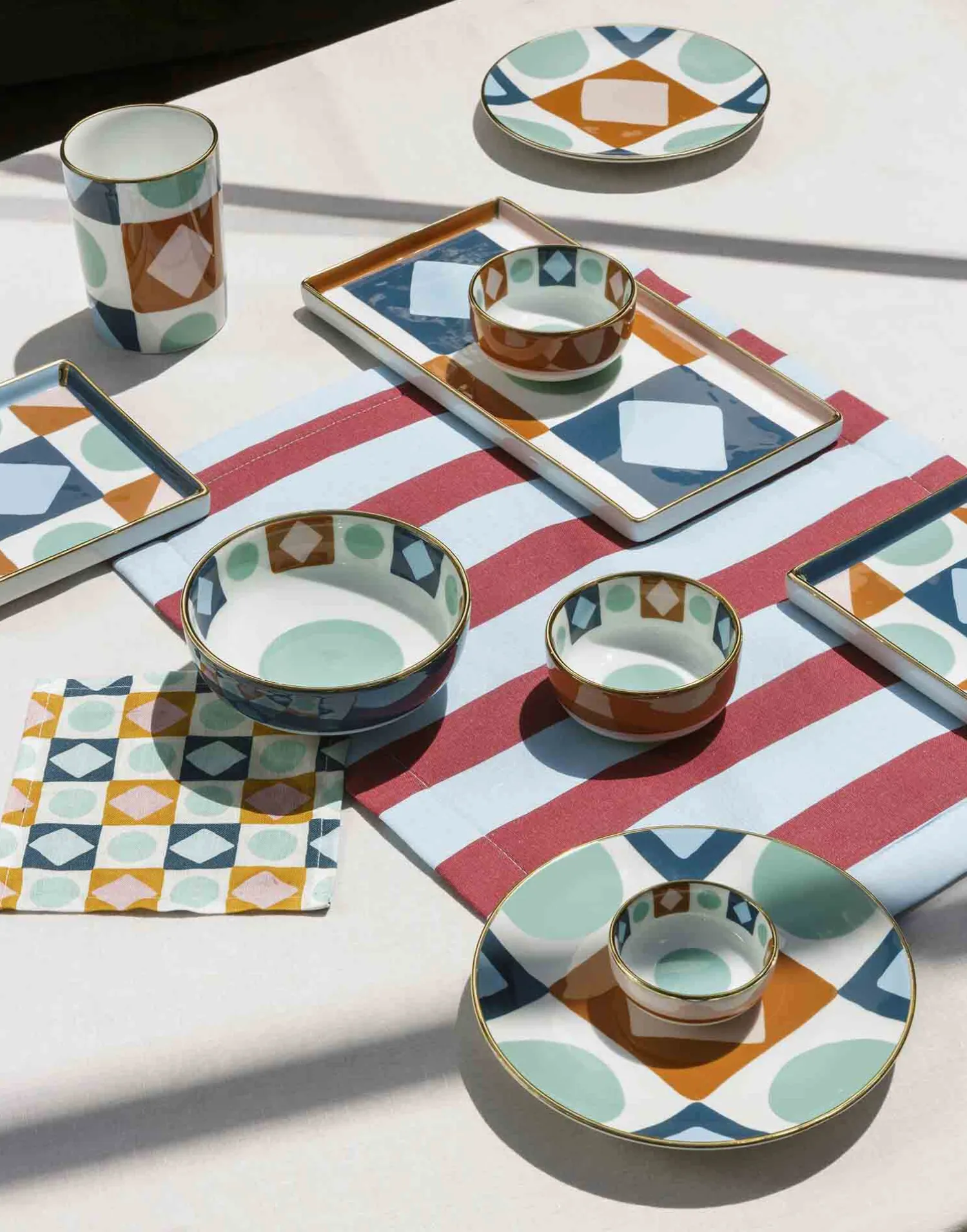 La DoubleJ Accessori Per La Tavola|Tavola<Nesting Bowls SetDiamond Dots in Porcelain