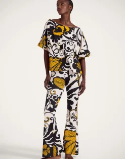 La DoubleJ Loungewear<New Meditation PantsMarea Black & White in Stretch Fleece