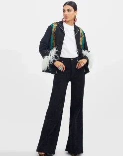 La DoubleJ Capispalla<Nile JacketThe Nile Black in Jacquard With Feathers