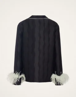 La DoubleJ Capispalla<Nile JacketThe Nile Black in Jacquard With Feathers