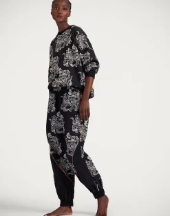 La DoubleJ Loungewear|Felpe E Magliette<Off Court SweatshirtCrazy Tigers Black & White in Jersey