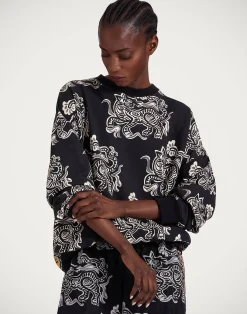 La DoubleJ Loungewear|Felpe E Magliette<Off Court SweatshirtCrazy Tigers Black & White in Jersey