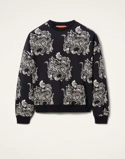 La DoubleJ Loungewear|Felpe E Magliette<Off Court SweatshirtCrazy Tigers Black & White in Jersey