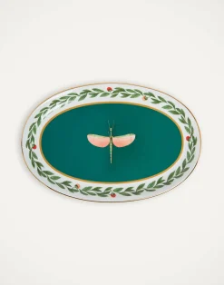 La DoubleJ Accessori Per La Tavola|Tavola<Oval PlatterLibellula Green in Porcelain