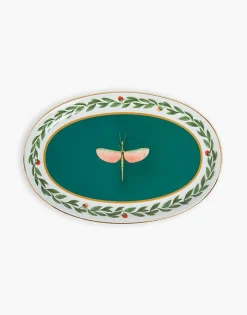 La DoubleJ Accessori Per La Tavola|Tavola<Oval PlatterLibellula Green in Porcelain