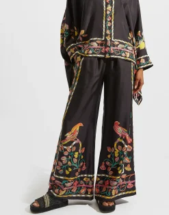 La DoubleJ Pantaloni E Shorts<Palazzo PantsBorboni Plac&eacute;e Nero in Twill Silk