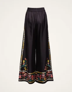 La DoubleJ Pantaloni E Shorts<Palazzo PantsBorboni Plac&eacute;e Nero in Twill Silk