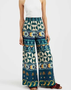 La DoubleJ Pantaloni E Shorts<Palazzo PantsCasareale Placèe Emerald in Silk Twill
