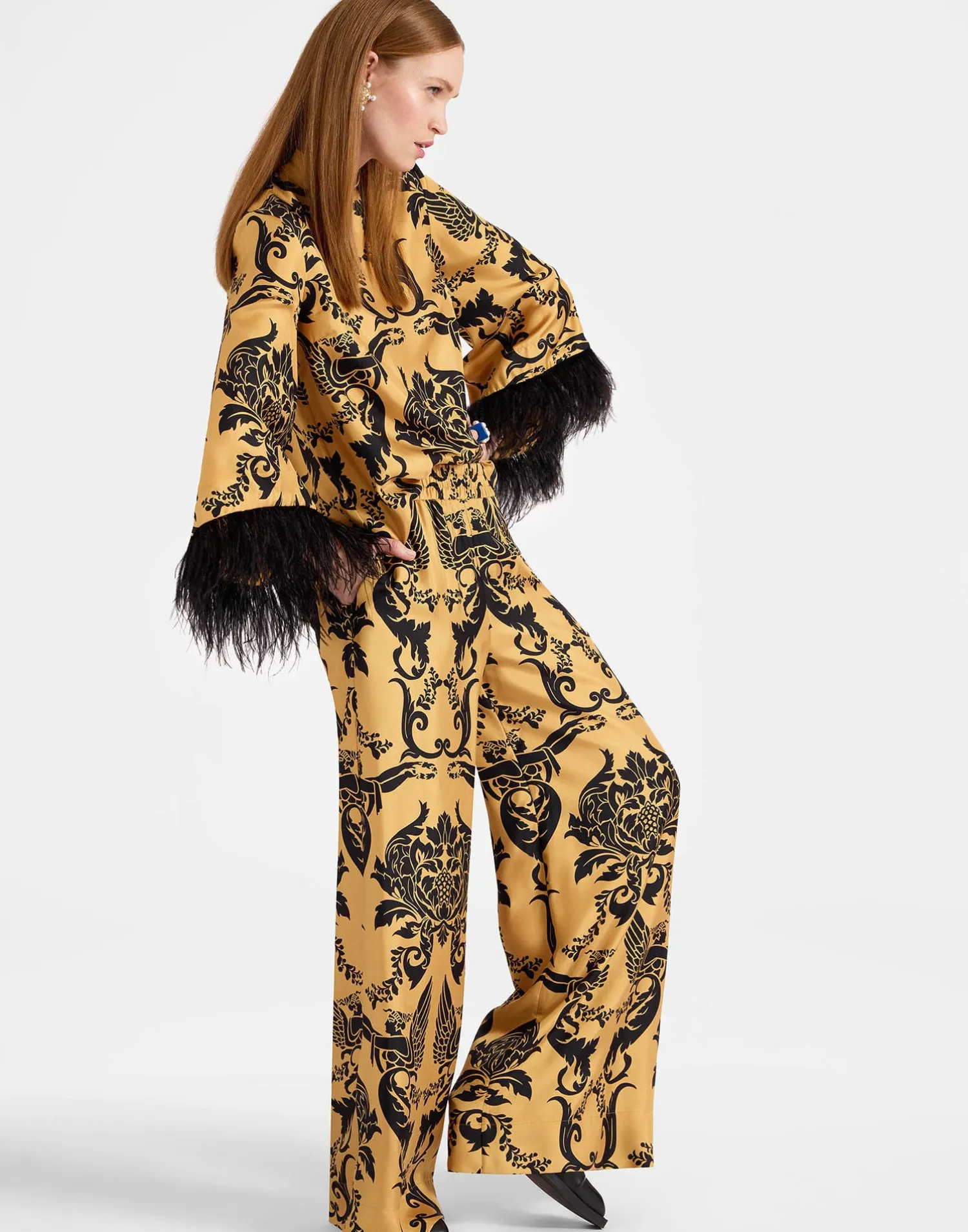 La DoubleJ Party Dressing<Palazzo PantsCherubs Gold in Silk Twill