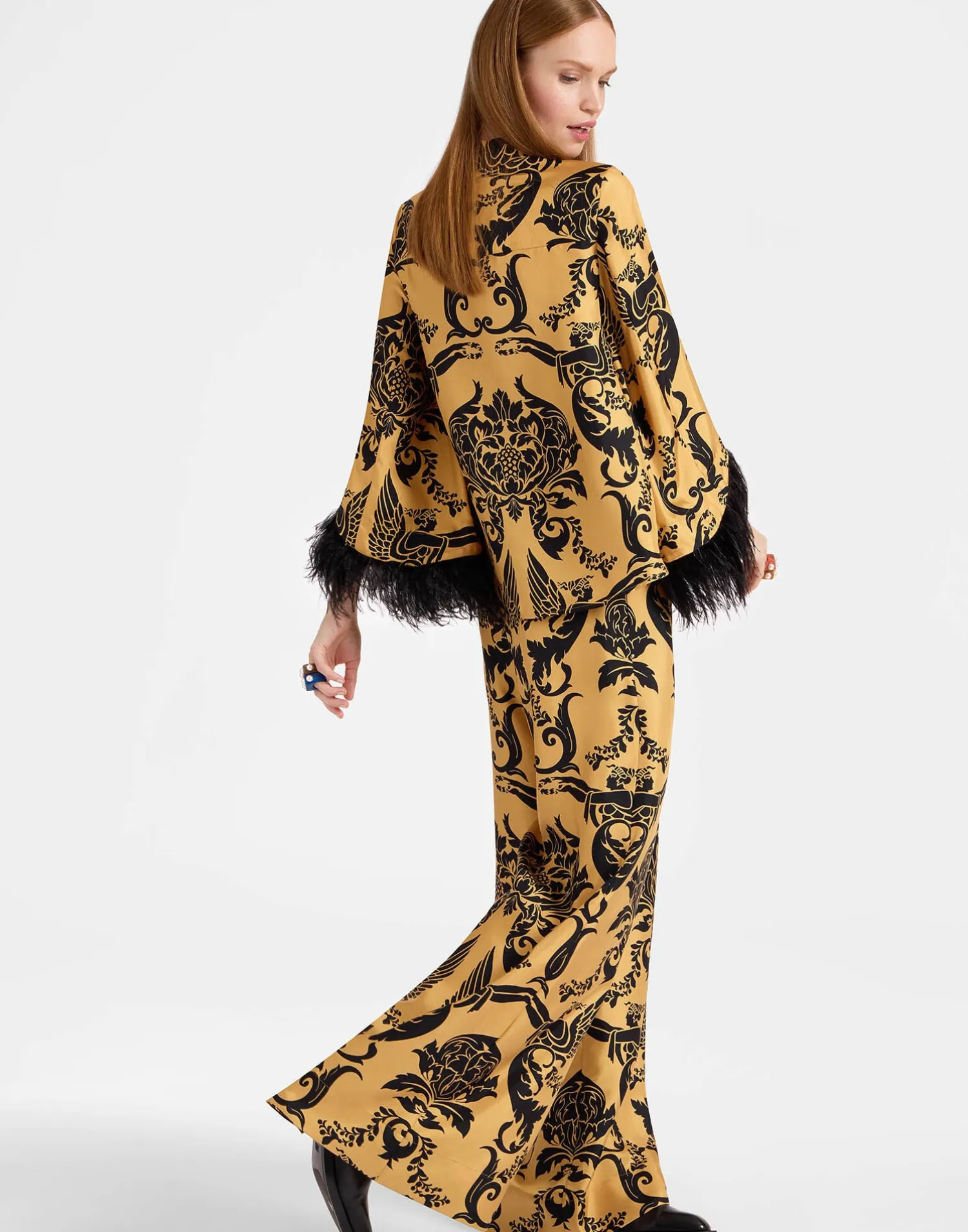 La DoubleJ Party Dressing<Palazzo PantsCherubs Gold in Silk Twill