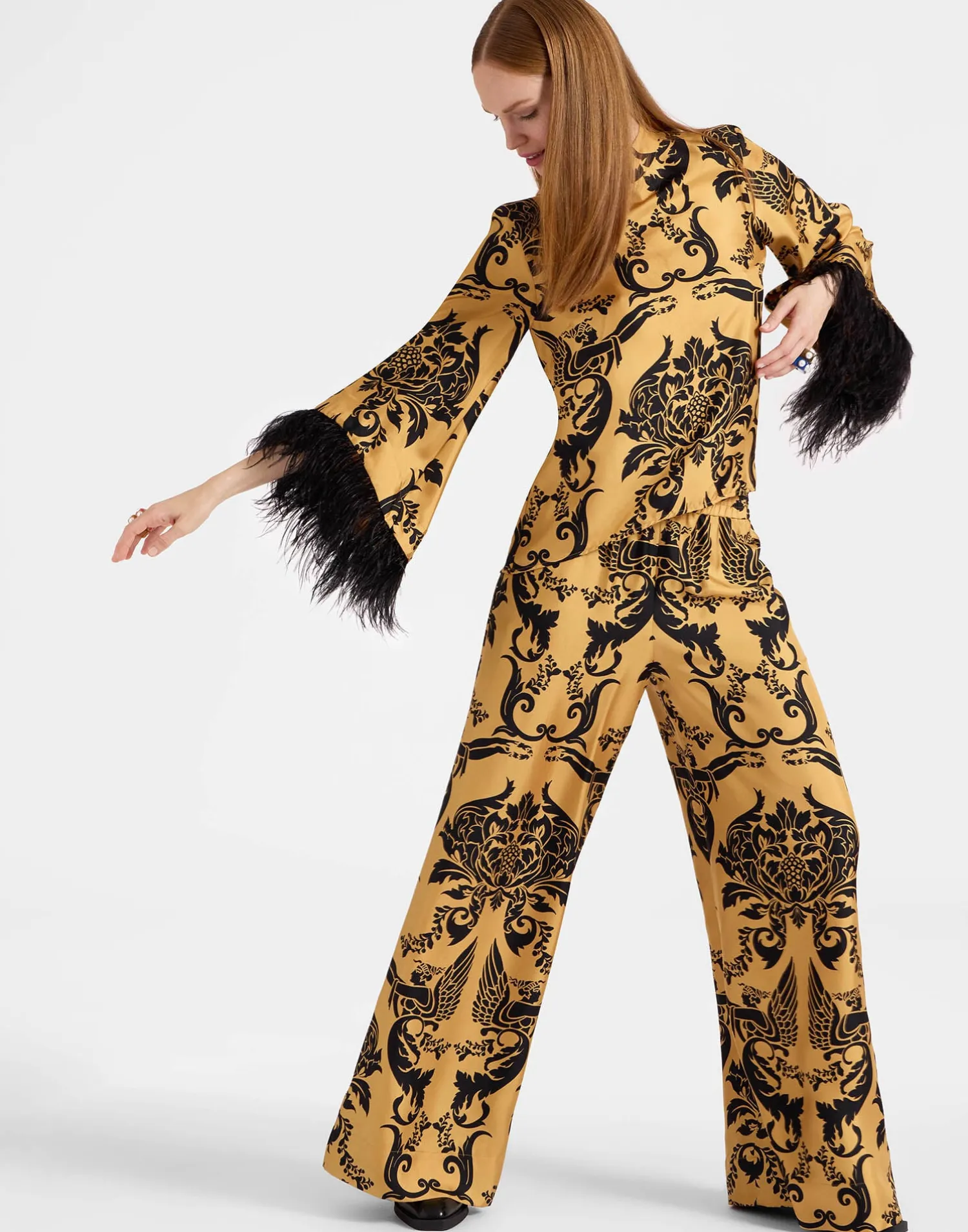 La DoubleJ Party Dressing<Palazzo PantsCherubs Gold in Silk Twill