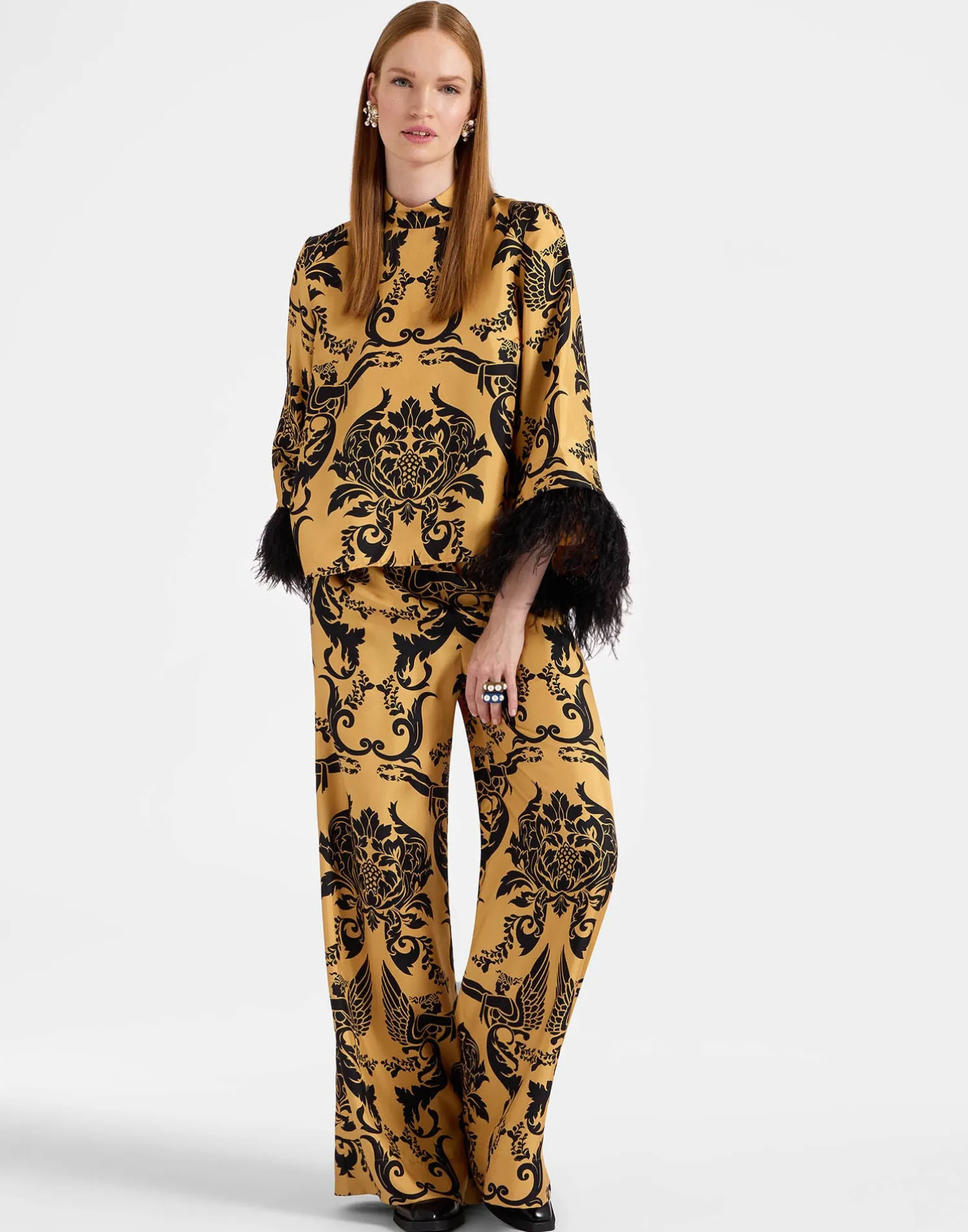 La DoubleJ Party Dressing<Palazzo PantsCherubs Gold in Silk Twill