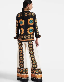 La DoubleJ Pantaloni E Shorts<Palazzo PantsDaisychain Plac&eacute;e Orange in Silk Twill