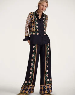 La DoubleJ Pantaloni E Shorts<Palazzo PantsDazed Plac&eacute;e Black in Silk Twill