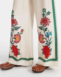 La DoubleJ Pantaloni E Shorts<Palazzo PantsDragonflower Plac&eacute;e Multicolor in Silk Twill