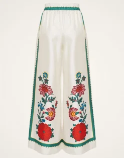 La DoubleJ Pantaloni E Shorts<Palazzo PantsDragonflower Plac&eacute;e Multicolor in Silk Twill