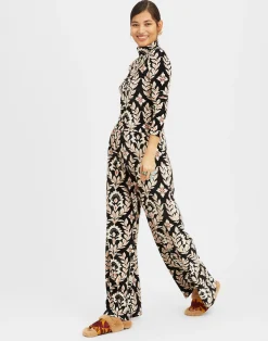 La DoubleJ Pantaloni E Shorts<Palazzo PantsGhirlanda Black in Velvet Stretch
