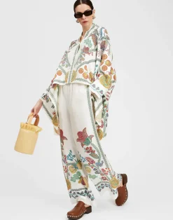 La DoubleJ Pantaloni E Shorts<Palazzo PantsGrenadilla Plac&eacute;e Off White in Silk Twill