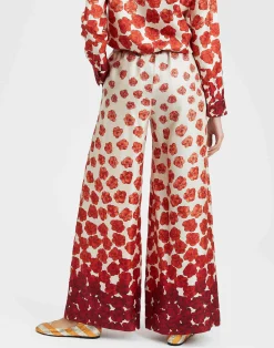 La DoubleJ Pantaloni E Shorts<Palazzo PantsHaze Plac&egrave;e Red in Silk Twill