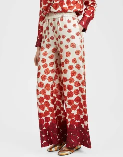 La DoubleJ Pantaloni E Shorts<Palazzo PantsHaze Plac&egrave;e Red in Silk Twill