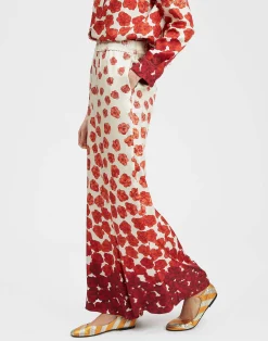 La DoubleJ Pantaloni E Shorts<Palazzo PantsHaze Plac&egrave;e Red in Silk Twill