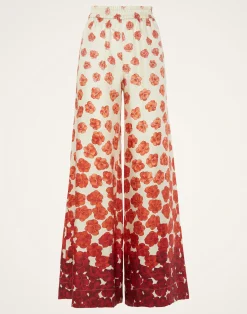 La DoubleJ Pantaloni E Shorts<Palazzo PantsHaze Plac&egrave;e Red in Silk Twill