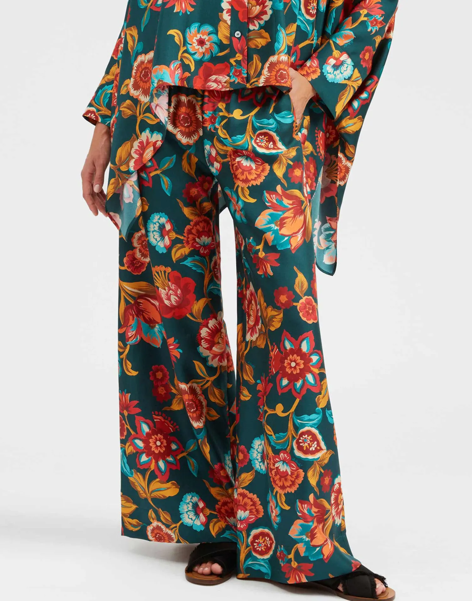 La DoubleJ Pantaloni E Shorts<Palazzo PantsHottie Emerald in Silk Twill