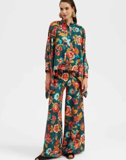 La DoubleJ Party Dressing<Palazzo PantsHottie Emerald in Silk Twill