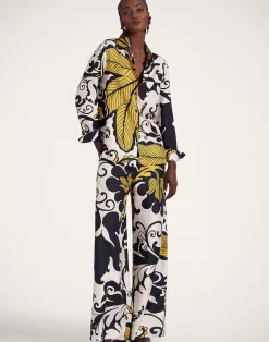 La DoubleJ Pantaloni E Shorts<Palazzo PantsMarea Black & White in Silk Twill