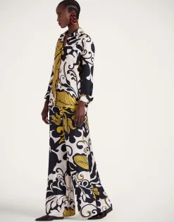 La DoubleJ Pantaloni E Shorts<Palazzo PantsMarea Black & White in Silk Twill