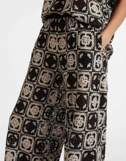 La DoubleJ Pantaloni E Shorts<Palazzo PantsMini Tiles Black in Macramé