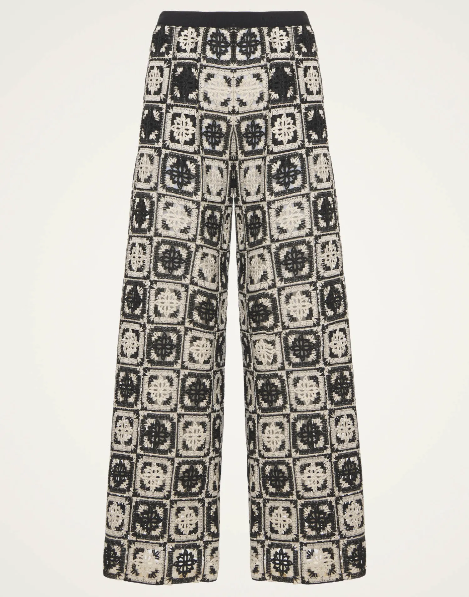 La DoubleJ Pantaloni E Shorts<Palazzo PantsMini Tiles Black in Macramé