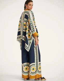 La DoubleJ Pantaloni E Shorts<Palazzo PantsMudejar Plac&eacute;e Blue in Silk Twill