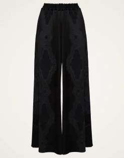 La DoubleJ Pantaloni E Shorts<Palazzo PantsPortal Laser Black in Viscose Satin Stretch