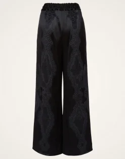 La DoubleJ Pantaloni E Shorts<Palazzo PantsPortal Laser Black in Viscose Satin Stretch
