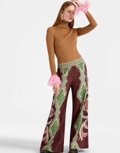 La DoubleJ Party Dressing<Palazzo PantsPortal Placée Brown in Silk Twill