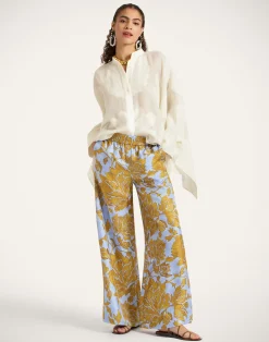 La DoubleJ Party Dressing<Palazzo PantsTangle Light Blue in Silk Twill